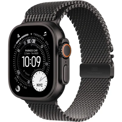 Apple Watch Ultra 3 49mm Titan Schwarz mit Milainaise Armband Titan Schwarz - S