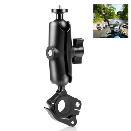 PULUZ Motorcycle O-Clip Quick Release Clamp Handlebar Fixed Mount Holder for GoPro and Other (Black)