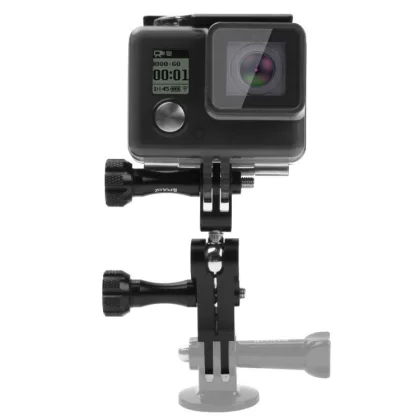 PULUZ CNC Aluminum Ball Joint Mount with 2 Long Screws for GoPro, Insta360, DJI and Other (Black)