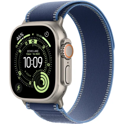 Apple Watch Ultra 3 49 mm Titan Natur mit Blau/Hellblau Trail Loop - M/L