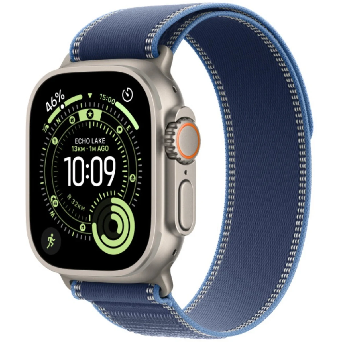 Apple Watch Ultra 3 49mm Natürliches Titan mit blauem Trail Loop - S/M · záber 1