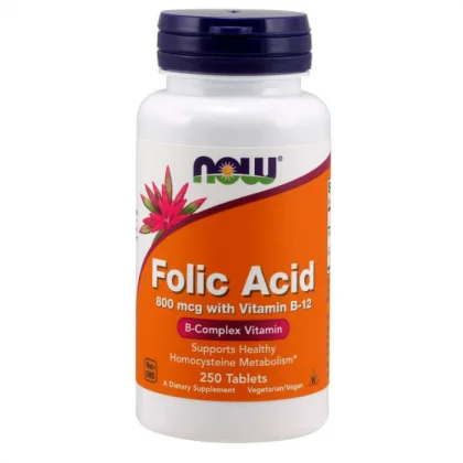 Фолиева киселина 800 mcg с витамин B-12 - NOW Foods