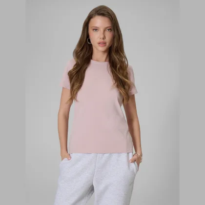 4F T-shirt slim hladký dámský - růžové XS