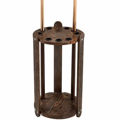 Kulatý stojan ProZona Floor Rack na 9 kulečníkových tág design tmavé dřevo