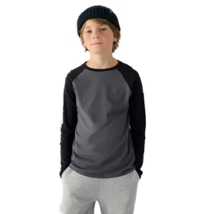 Chlapecké tričko s dlouhým rukávem 4F JUNIOR LONGSLEEVE-JWAW24TLONM293-22S-ANTHRACITE