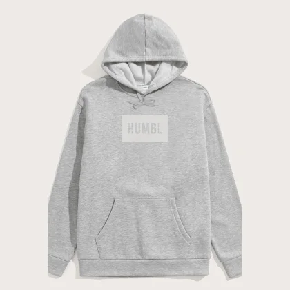 Mikina s Kapucí, Barva Šedá, s Potiskem Humble in Grey