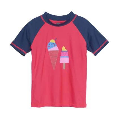 Dívčí plavkové tričko COLOR KIDS T-shirt W. Print, diva pink