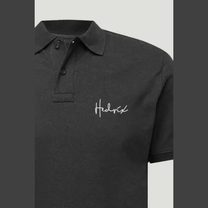 Polo Tričko Slim Fit, Barva Železitě Šedá, s Potiskem Hedrix Handwriting