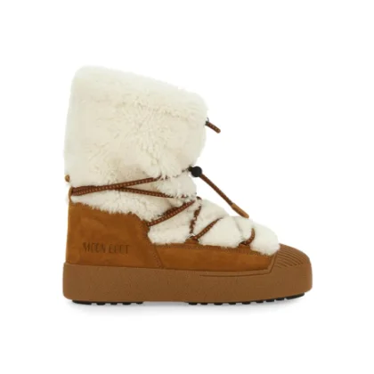 Dámské kotníkové zimní boty MOON BOOT LTRACK POLAR SHEARLING, 001 whisky off white