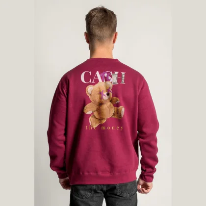 Mikina, Barva Bordó, s Potiskem Cash Teddy