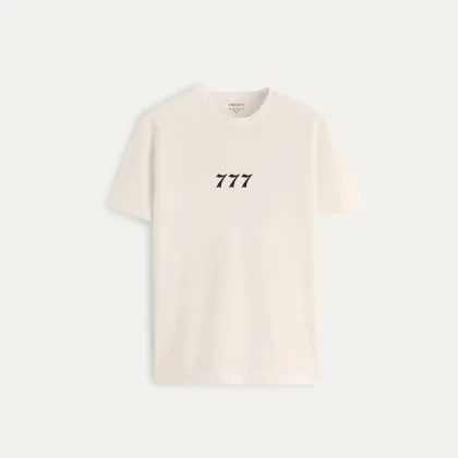 Tričko, Barva Ekru, s Potiskem Lucky Number Seven
