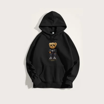 Mikina s Kapucí, Barva Černá, s Potiskem Goat Teddy