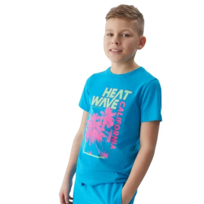 Chlapecké tričko s krátkým rukávem 4F JUNIOR TSHIRT-4FJWSS24TTSHM1137-33S-BLUE