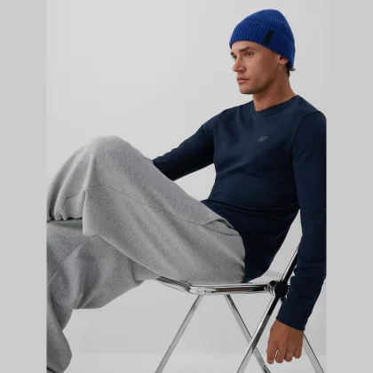 4F Longsleeve slim hladký pánský - tmavě modrý S