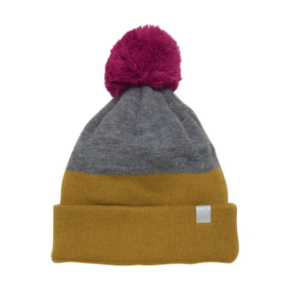 Chlapecká zimní čepice COLOR KIDS Hat beanie, colorblock, dried tobacco