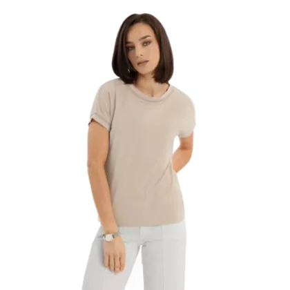 Dámské tričko s krátkým rukávem VOLCANO TM-EVENLY-BEIGE