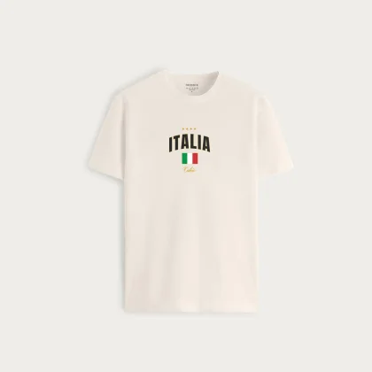 Tričko, Barva Ekru, s Potiskem Italia XI
