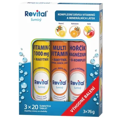 Revital Vit.C+Multivitamin+Hořčík eff. 3x 20 tablet