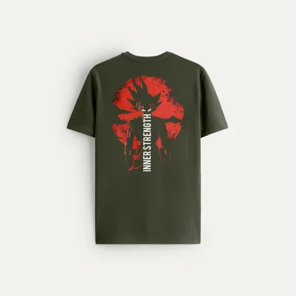Tričko, Barva Khaki, s Potiskem Saiyan Inner Strength