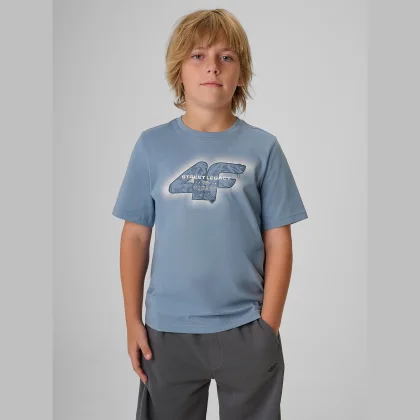 4F T-shirt regular s potiskem chlapecký - denim 122