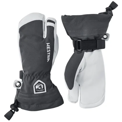 Hestra Army Leather Heli Ski, tříprsté lyžařské rukavice, juniorské, šedé