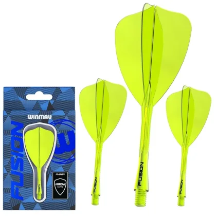 Winmau Fusion Neon žluté integrované Arrow letky a krátké násadky