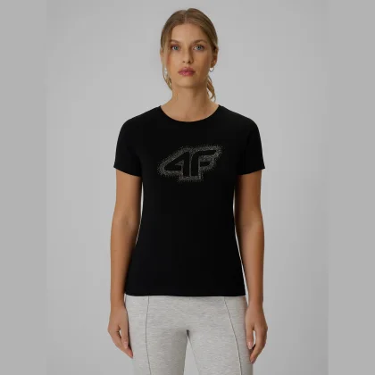T-shirt slim s potiskem dámský - bílý