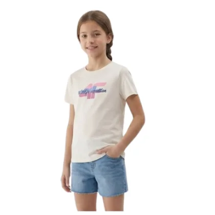 Dívčí tričko s krátkým rukávem 4F JUNIOR TSHIRT F2885-11S-OFF WHITE