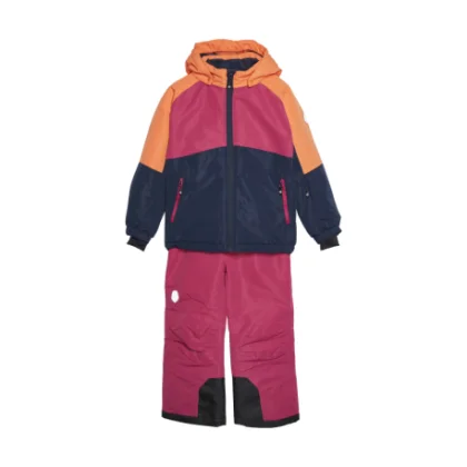 Dívčí set lyžařské bundy s kalhotami COLOR KIDS Ski Set - Colorblock, vivacious