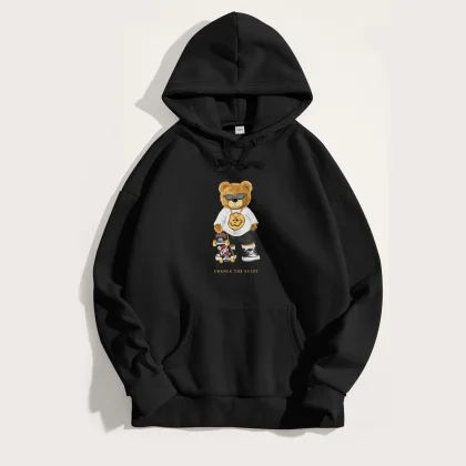 Mikina s Kapucí, Barva Bílá, s Potiskem No Rulez Teddy