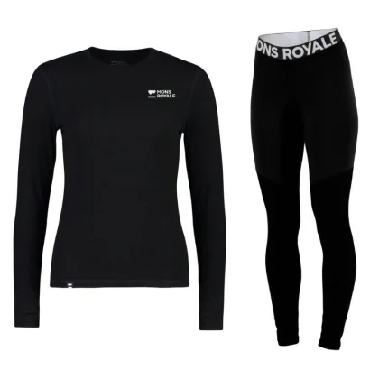Mons Royale Cascade Merino Base Layer Sada, dámská, sort