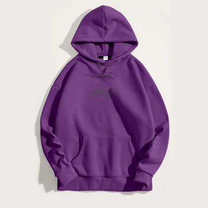 Mikina s Kapucí, Barva Fialová , s Potiskem Hedrix Logo Grey