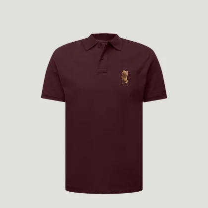 Polo Tričko Slim Fit, Barva Bordó, s Potiskem Teddys Opinion