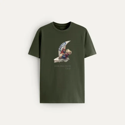 Tričko, Barva Khaki, s Potiskem Wind Surfing Teddy