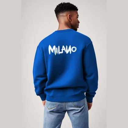 Mikina, Barva Modrá Elektrická, s Potiskem Milano