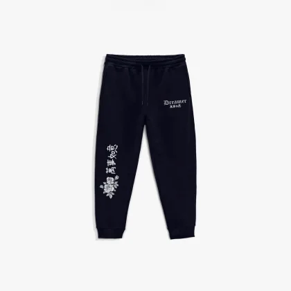 Tepláky Jogger , Barva Černá, s Potiskem Japan Dreamer