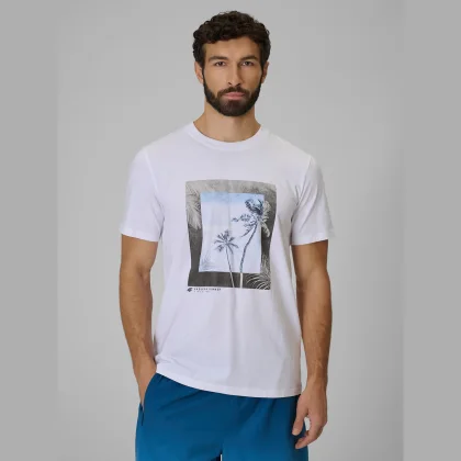 T-shirt regular s potiskem pánský - bílý