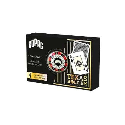 Hrací karty Copag Texas Hold'em poker černé GOLD Range 100% plast s Dealer žetonem