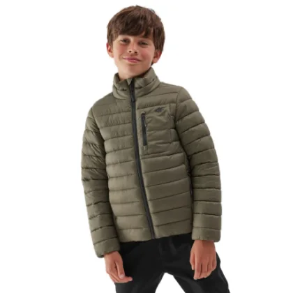 Chlapecká bunda 4F JUNIOR DOWN JACKET-JAW23TDJAM220-44S-OLIVE