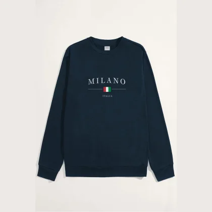 Mikina, Barva Bílá, s Potiskem Milano Italia