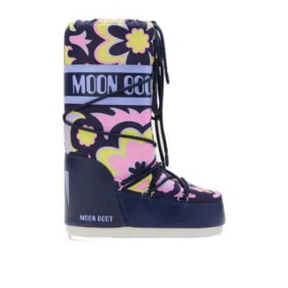 Dámské vysoké zimní boty MOON BOOT MB ICON FLOWER-JB10 LILAC CYBER LIME