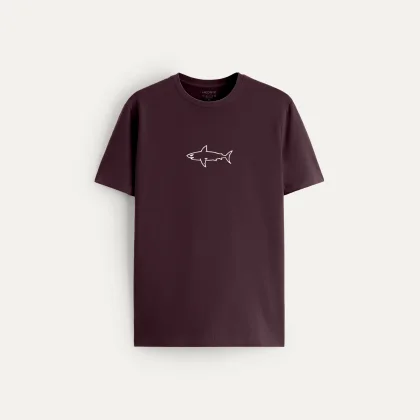 Tričko, Barva Bordó, s Potiskem Great Shark