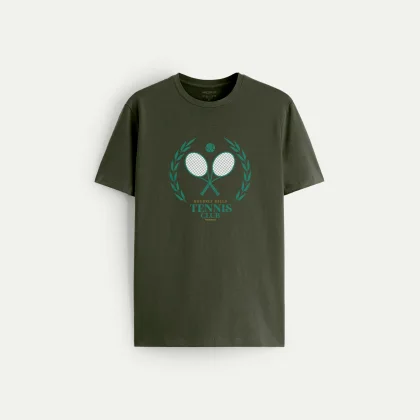 Tričko, Barva Khaki, s Potiskem Beverly Hills Tennis
