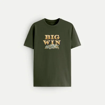 Tričko, Barva Khaki, s Potiskem Big Win