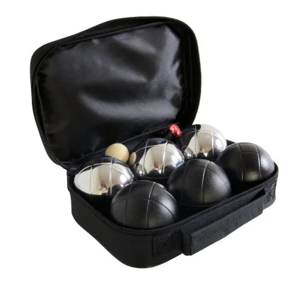 Pétanque sada MASTER 6 chromovaných a černých koulí obal nylon