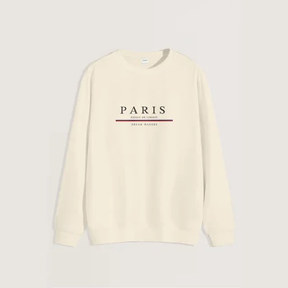 Mikina, Barva Ekru, s Potiskem Paris Dream Makers