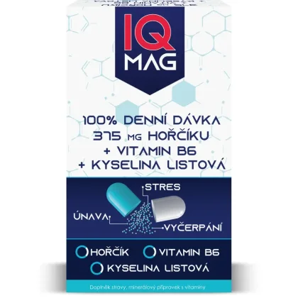 IQ Mag hořčík 375 mg + B6 + kys.listová 60 tobolek