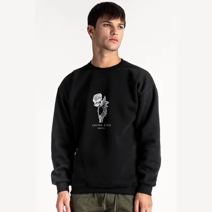 Mikina, Barva Černá, s Potiskem Skull Romantic