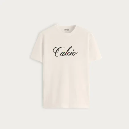 Tričko, Barva Ekru, s Potiskem Calcio Noir