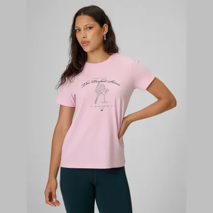 4F T-shirt regular s potiskem dámský - růžový XS